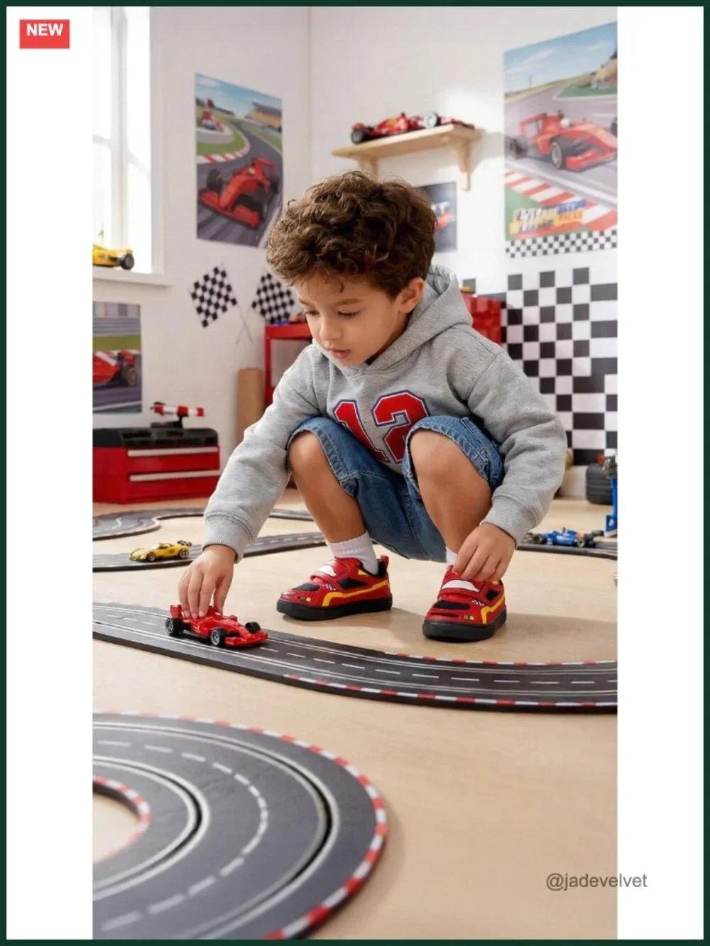 Toddler Boys Sneakers Race Car Hook Loop Lightweight Causal Walking